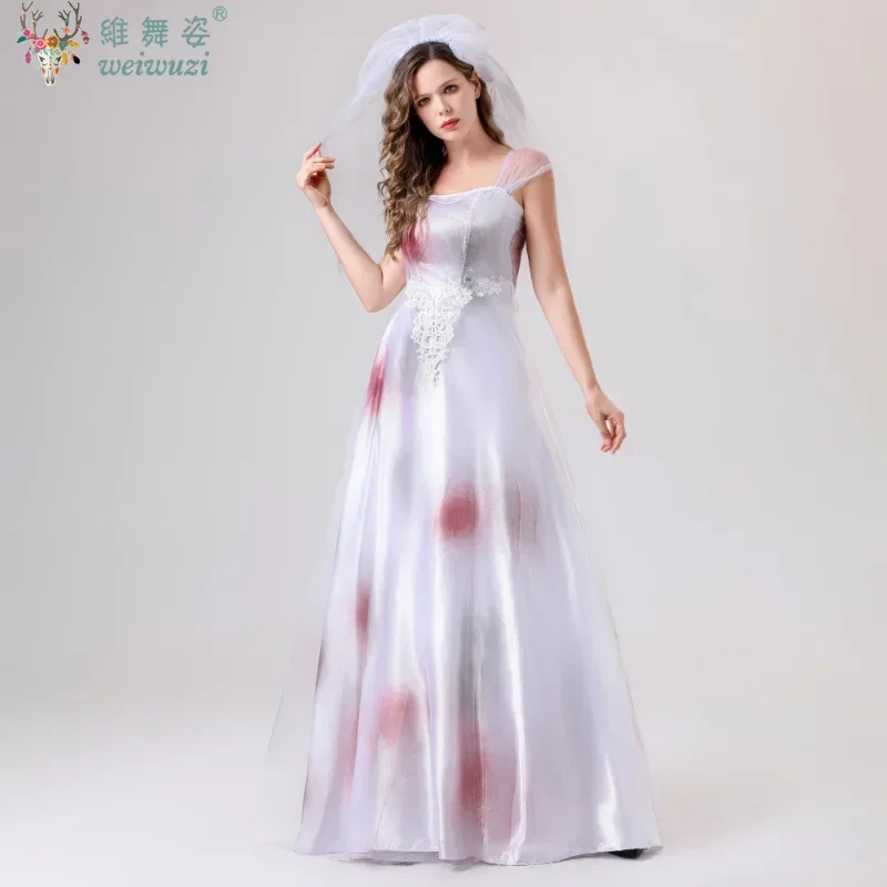 Карнавальный Хэллоуин Леди Делюкс Труп Невесты Костюм Скелета Мексиканский День Мертвых Призрачный Наряд Косплей Необычное Вечернее Платье