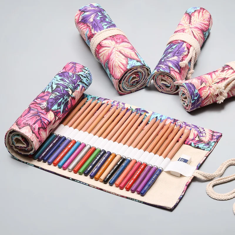 Colorful Maple Leaf Handmade Canvas Case For Boys And Girls, Special Drawing Bag, Sketching Colored Pencil Storage Bag