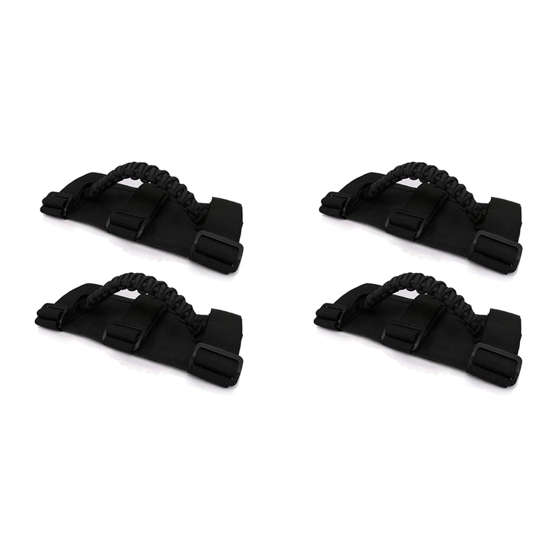 4X Roll Bar Grab Handles Grip Handle For Jeep Wrangler YJ TJ JK JL JT Sports Sahara Gladiator Freedom 1987-2020 (Black)