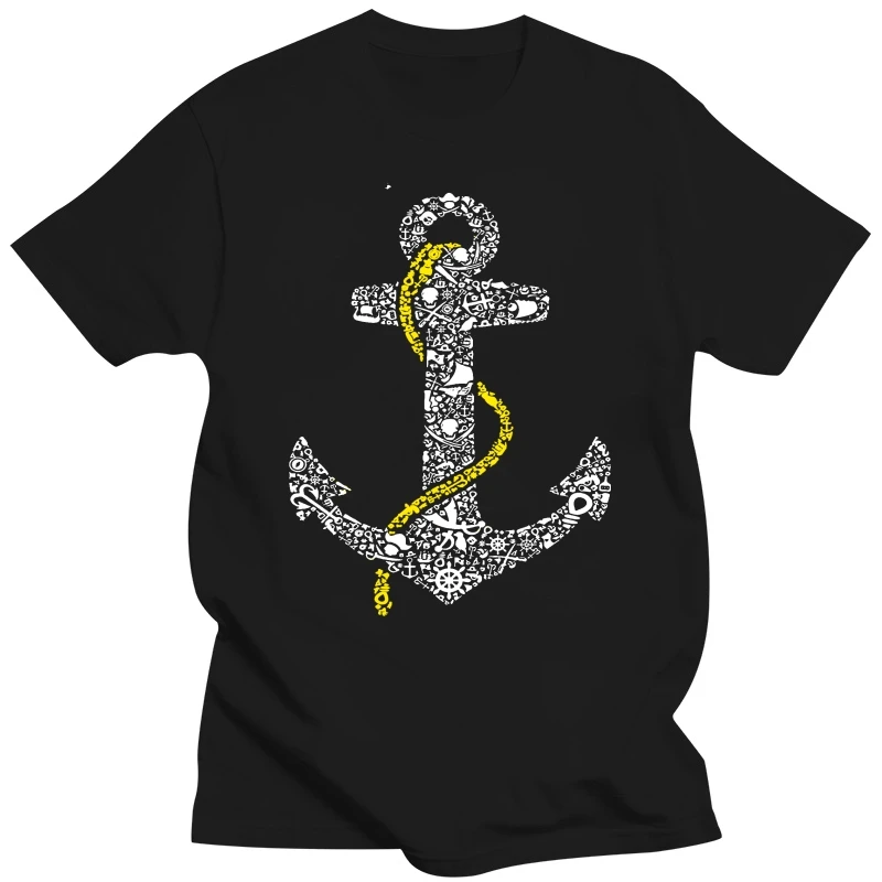 Anchor T-Shirt Mens Nautical Gift Sailor Boat Present Casual Tee Shirt