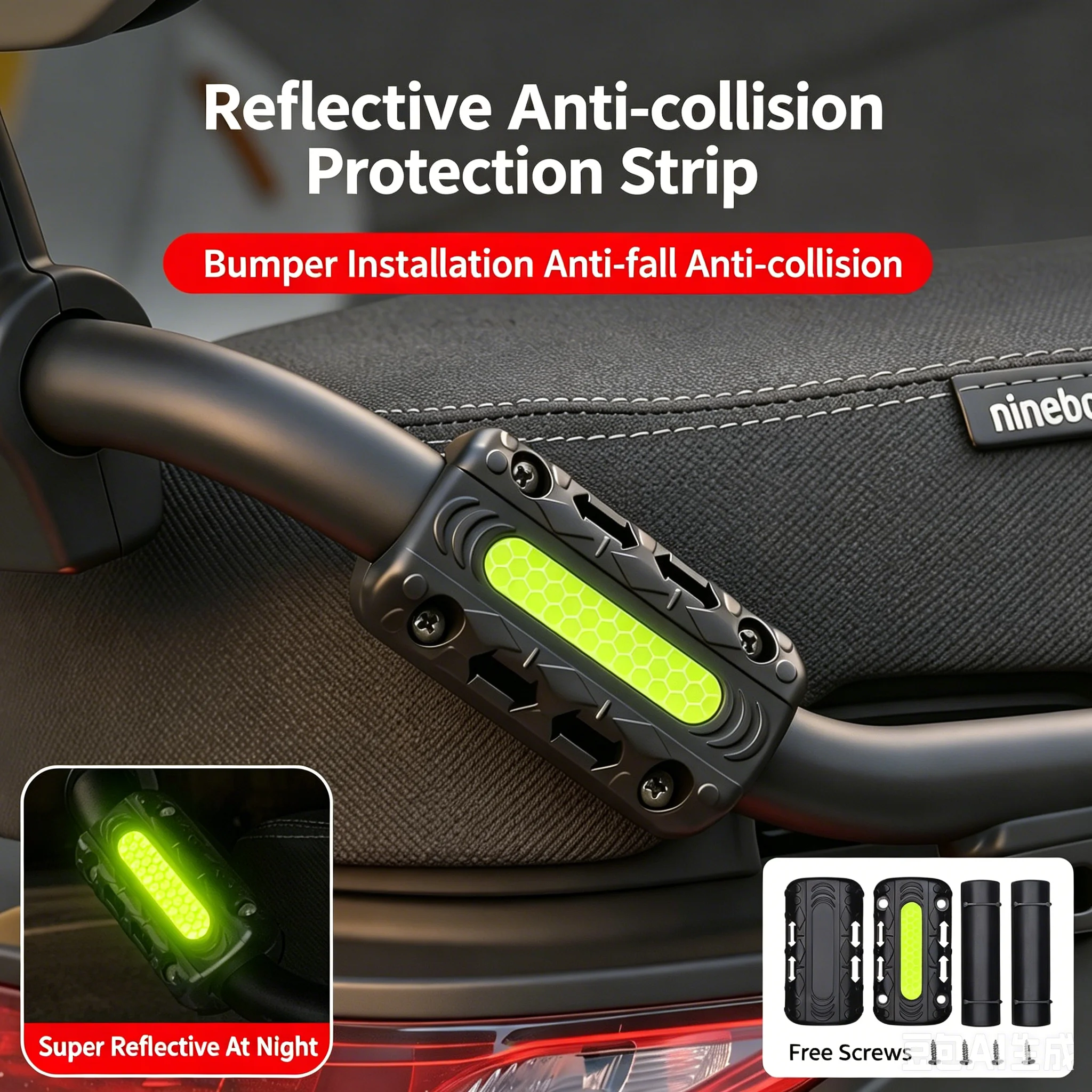 Motorcycle Anti-Fall Crash Bar Cover Reflective Rubber Bumper Guard Strip  Anti-Collision Protection Block for Frame Protector B