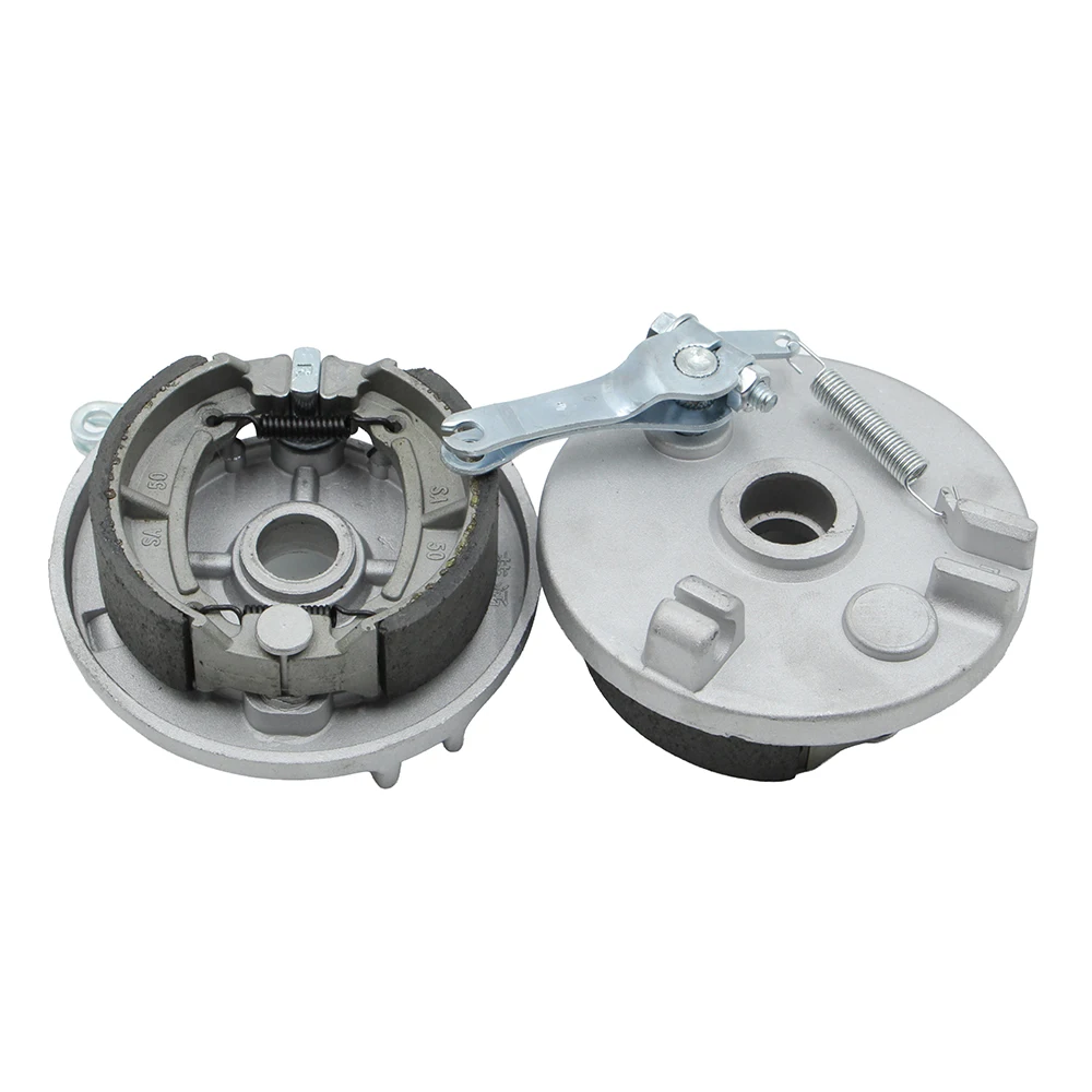 Left/Right 110mm M10*4 Stud Brake Drum Wheel Hub With Pads Cover For 110cc 125cc 150cc Electric ATV Go Kart UTV Buggy Quad Bike