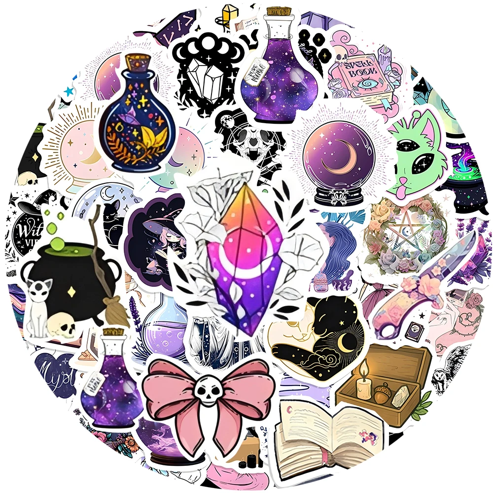 

10/30/50/100pcs Cool Magic Withc Cartoon Stickers Gothic Apothecary Crystal Graffiti Decal Pack DIY Motorcycle Phone Sticker Toy