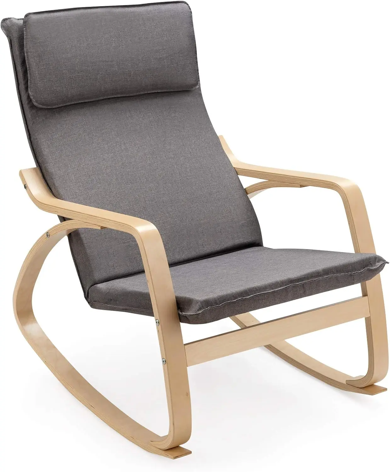 

Rocking Chair with Removable Upholstered Cushion, Stable Wooden Frame Relaxing Modern Leisure Armchair Suitable for Living Room