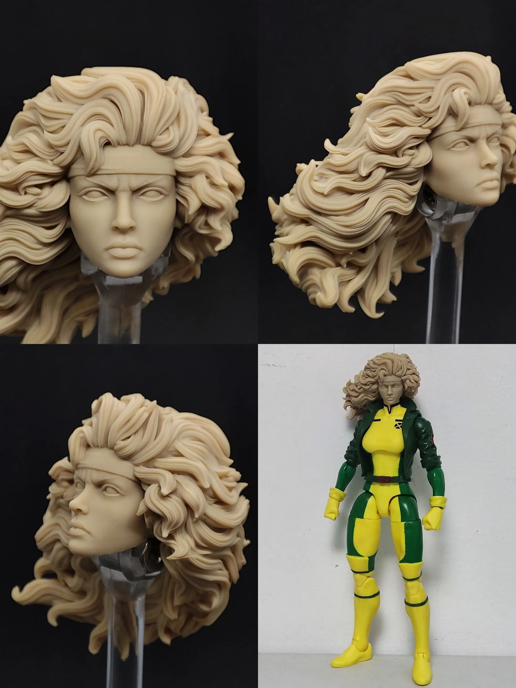 منحوت برأس خارق ، شعر مجعد ، كتم صوت أنثى X-Men ، X-Men ، رأس ، جسم ، جندي ، مقياس ، مصنوع يدويًا ، شكل حركة 6 بوصة