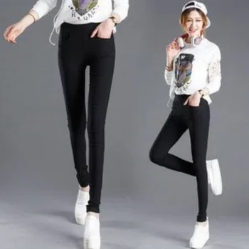 Elegant Solid Straight Pencil Pants Fashion Women Skinny Office Lady Commute Slim Sweatpant Casual Elastic Stretch New Trousers 4