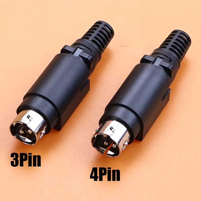 3Pin 4Pin Power DIN Plug Socket S Terminal Connector DC 5.5*2.1mm Power Supply Adapter Cable For Barcode Printer DVD LCD TV PC
