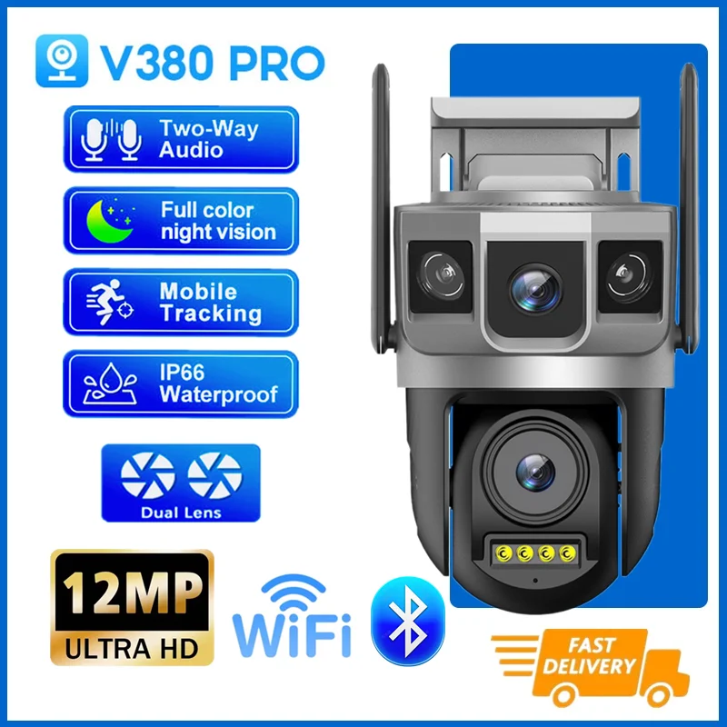 �y�Z�[�����z12MP WiFi IP �J�������j�^�[�X�}�[�g�z�[�����O�h�� PTZ CCTV �J�������������ǐՃJ�� V380 �v���A�v��