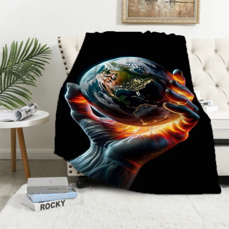 Surrealism Anime Fantasy Planet Landscape Universe Space Art Blankets & Throws for Lounge Warm Winter Plaid Pusheen Plush Catnap