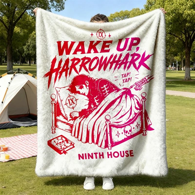 WAKE UP, HARROWHARK, The Locked Tomb Series, Tamsyn Muir, Ninth House Flannel Throw Gift Flannel Blanket Comfy Blanket