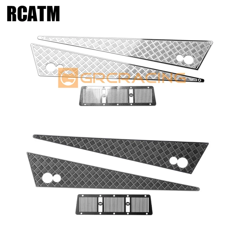 1 para metalowa płyta antypoślizgowa pokrywa silnika dekoracja dla 1/10 gąsienica RC samochód Traxxas TRX4 G500 TRX6 G63 DIY akcesoria do