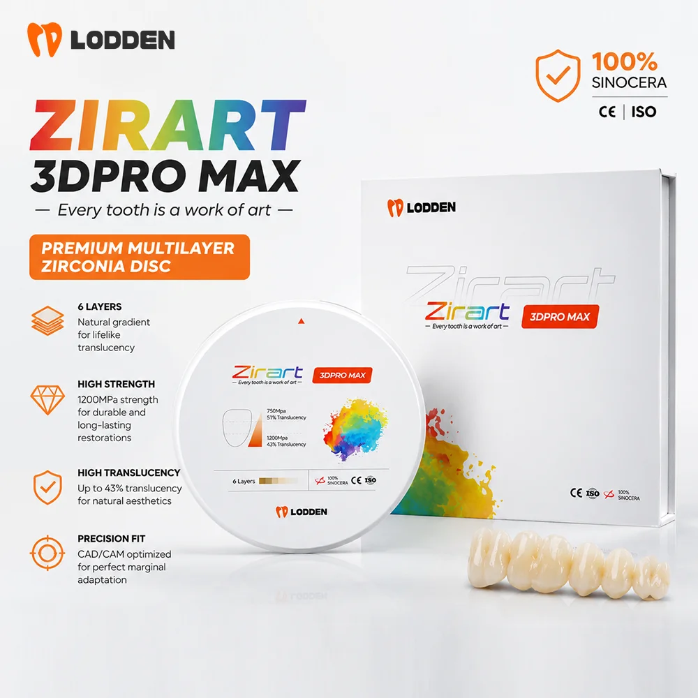 Lodden Zirconia Block 3D PRO Max High Strength Dental Lab CAD CAM Milling Materials 98mm Open System Zirconia Disc