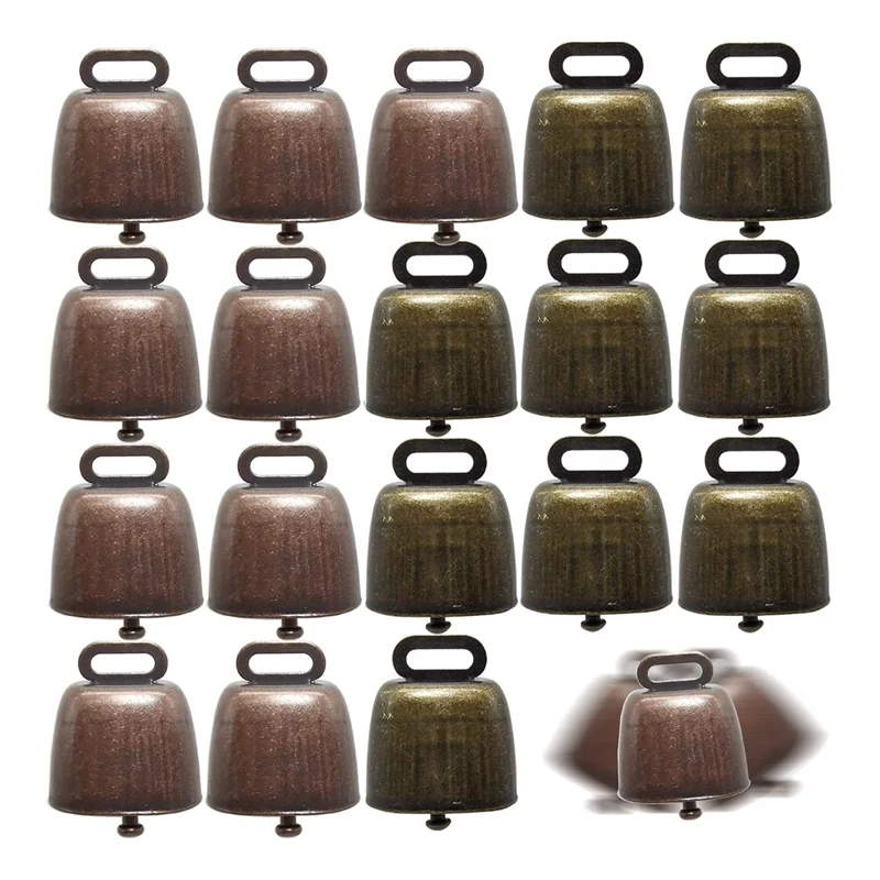 18PCS Cow Horse Sheep Grazing Copper Bells Small Brass Bells ,Cowbell Retro Bell Cow Bells Noise Maker Easy Install