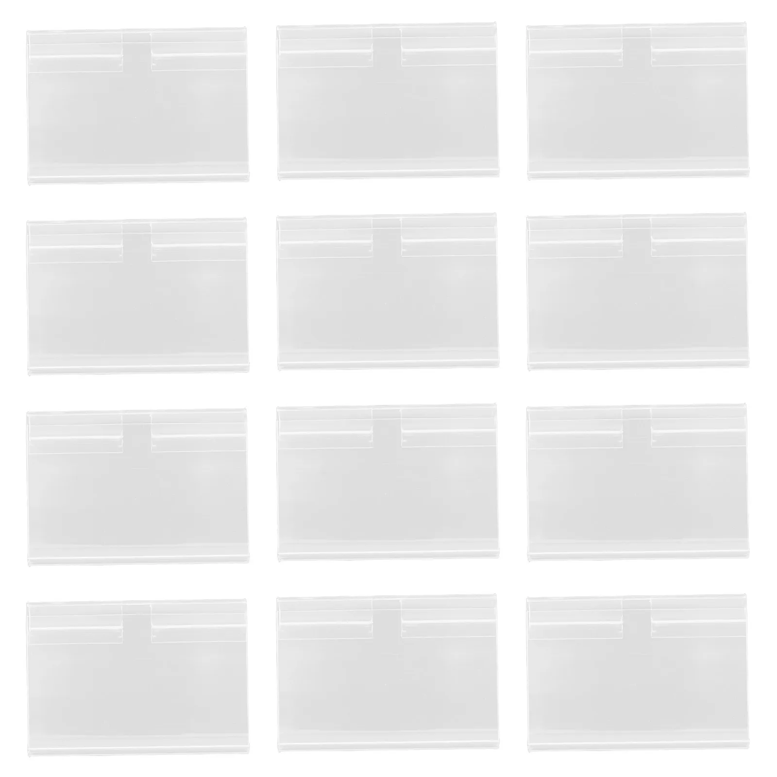 

60 Sets Transparent Plastic Label Holders Clear PVC Clips for Supermarket Shelves Basket Frames Merchandise Sign Clips Retail