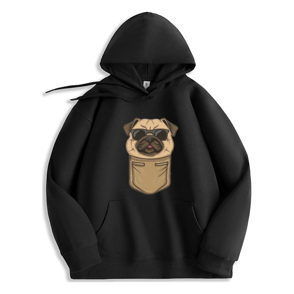 

Cartoon Of Pug Wearing Sunglasses Hoodie Funny Designer Comfortable Oversized Sweatshirt For Men Casual​​