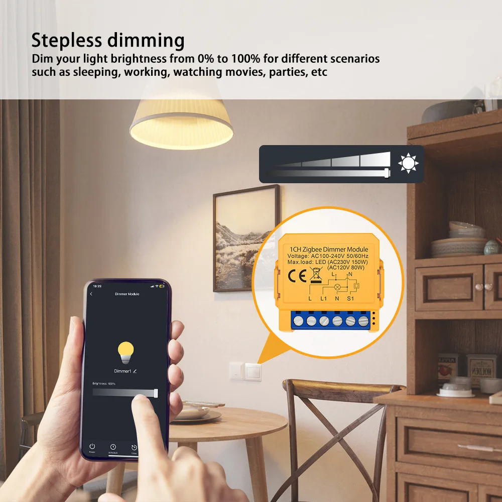 Zigbee/WiFi Tuya 1/2 Gang Mini Smart Light Switch DIY Light Switches Module Two-Way Control Works With Alexa Alice Google Home