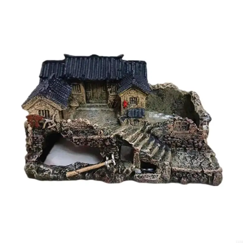 

XX9B Chinese Fishtanks Decoration Figurine Shelter Cave Landscape Antique Buildings Statue Fish Shrimp Landscape Hideouts