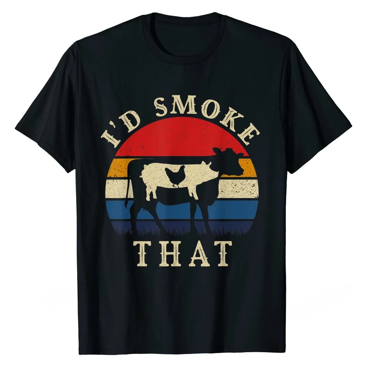 I'd Smoke That Funny BBQ Vintage Meat Smoker Pitmaster Gift T-Shirt Cotton Men Tops T Shirt Unique Tshirts Funny Rife