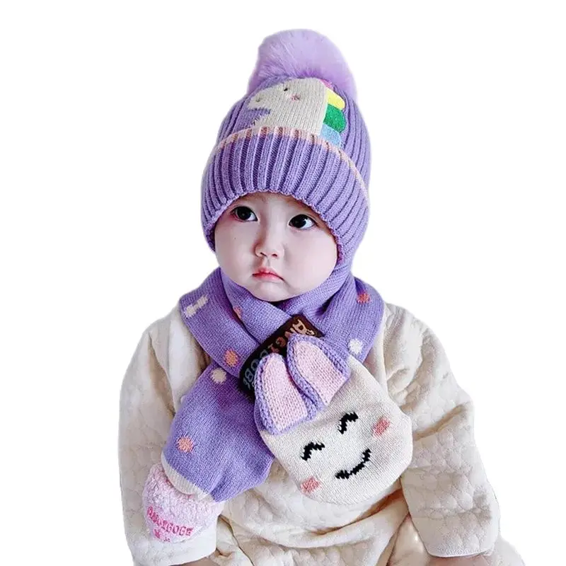 Doitbest-Conjunto de gorro y bufanda para Bebé y Niño, conjunto de gorro de dinosaurio, conejo, oso, dibujos animados, 2 piezas, para invierno, de 2