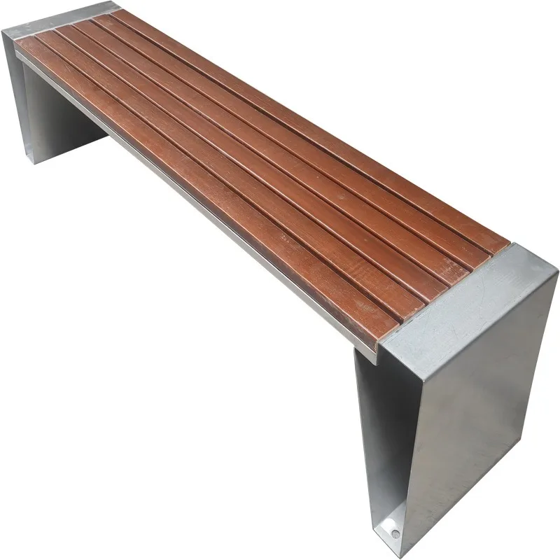 Stainless steel park outside the community square anti-corrosion wood solid wood plastic wood backrest outdoor commercial chair