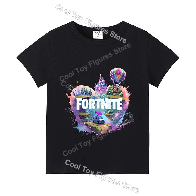 Fortnite Boys เสื้อแขนสั้นร้อนเกมพิมพ์เด็กเสื้อยืดฤดูร้อนเสื้อผ้าเด็กน่ารักการ์ตูน Casual Tees ตลกของขวัญวันเกิด