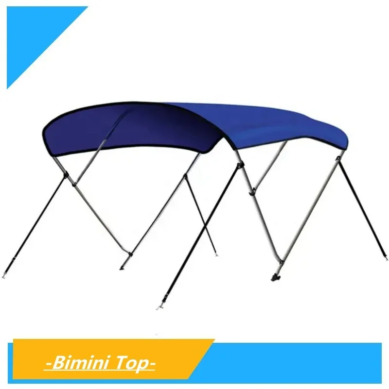 Haut bimini bleu à 3 arceaux pour bateau, toile pare-soleil, modification avec tube en aluminium 6063 de 25mm, barbecue Oxford en polyester 600D