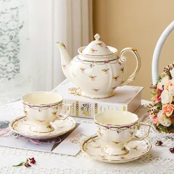 Retro ceramic coffee cup and saucer girl minority European style pot light luxury high beauty afternoon tea cup and Saucer Set G