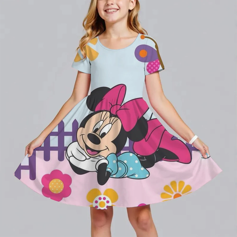 

Summer Girls Kids Mickey Dress short-sleeved Cartoon Disney Dresses Milksilk Spring Summer Princess Clothing Mickey Pattern ﻿
