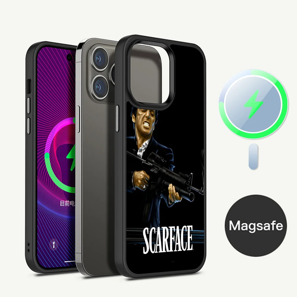 Scarface Tony Montana Phone Case Magesafe Magnetic Wireless Charge Case For iPhone 11 12 13 14 15 Pro Max Plus Mini