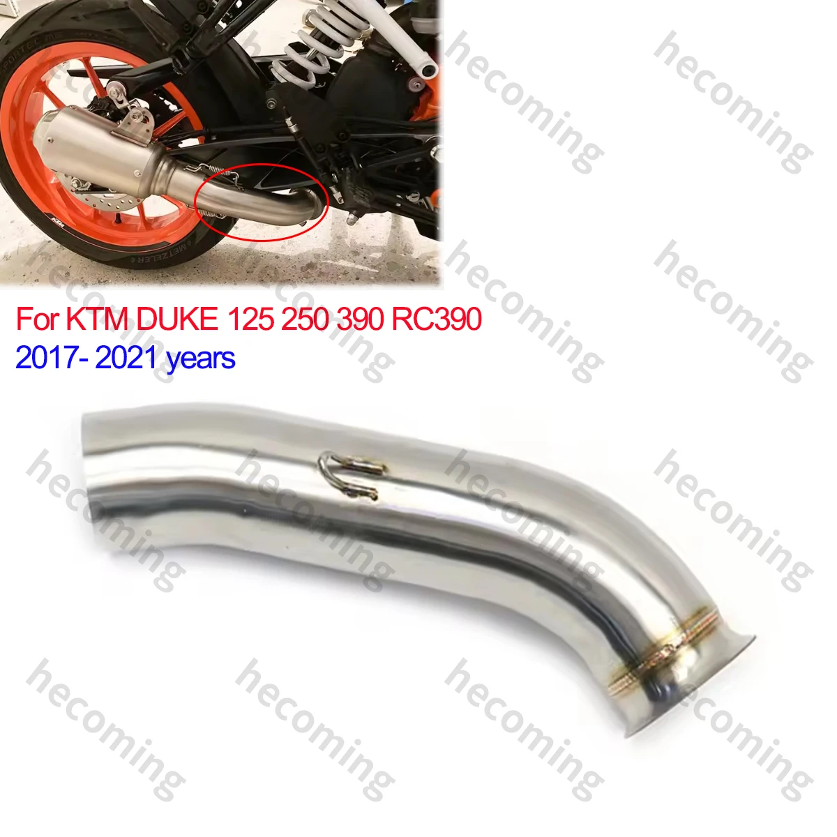 

RC390 Exhaust Middle Link Pipe 51mm Slip on For KTM DUKE RC 125 250 390 RC390 Exhaust System 2017-2021