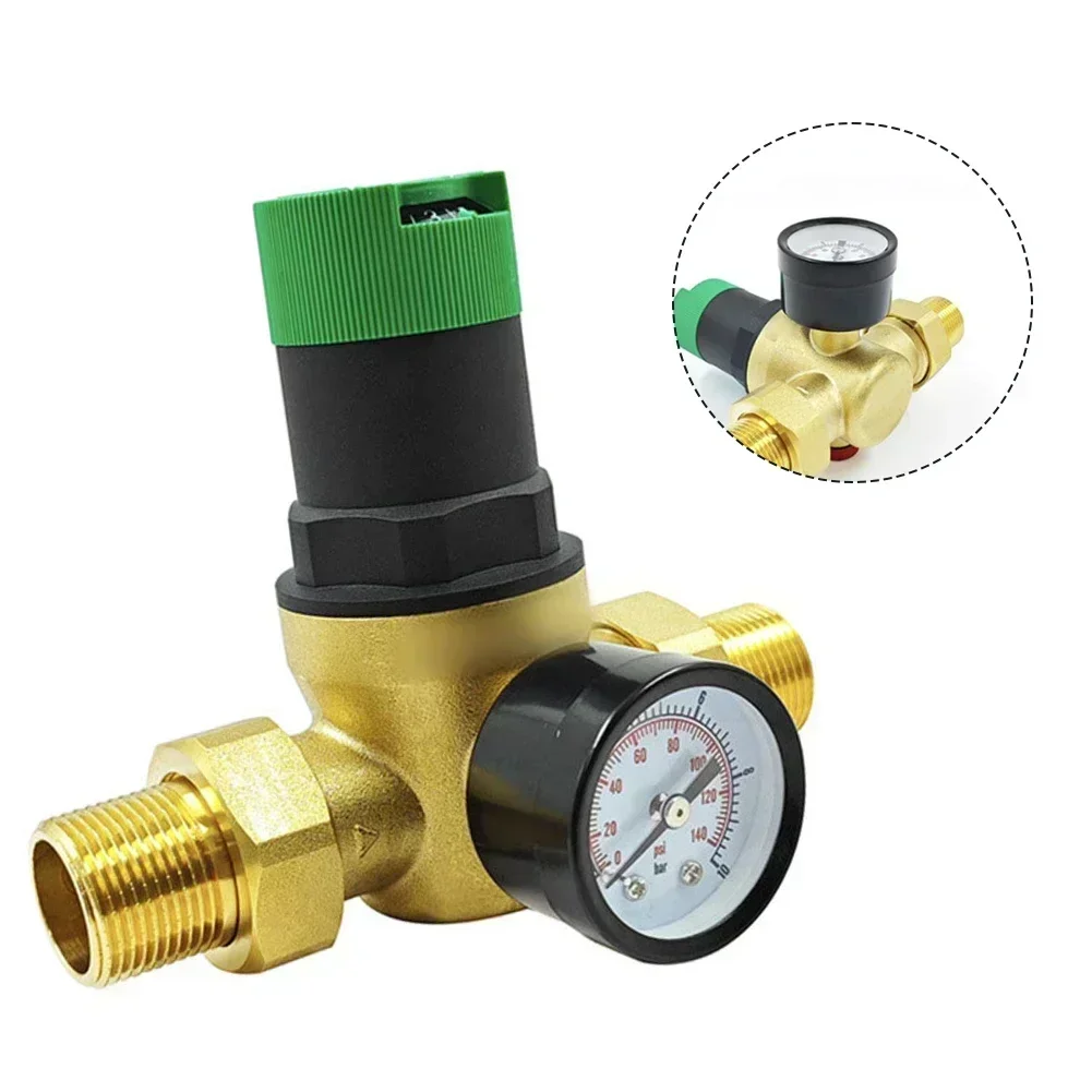 

4/6-ходовой латунный регулируемый редукционный клапан, стабилизатор давления воды, латунный регулятор давления с манометром