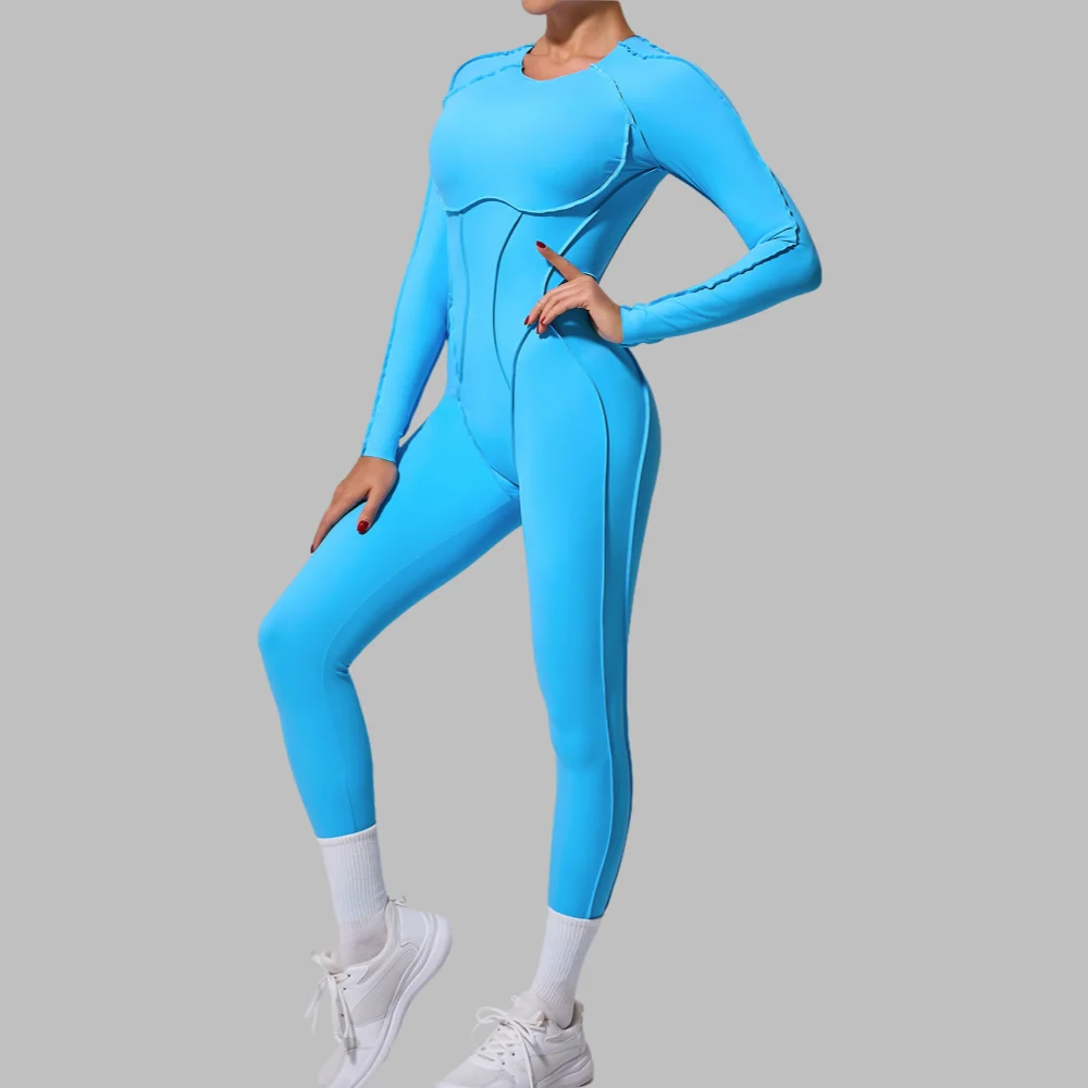 

New Sexy Workout Jumpsuit Sports Overalls Women Gym Clothing Running Long Sleeved Fitness Suits Gym Tracksuit Rompers Yoga Set