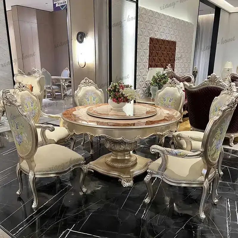 PG Decorations Luxury Restaurant Tables Base Home Nordic Lounges Dinner Table Island Conference Mesa 4 Cadeiras Jantar Furniture