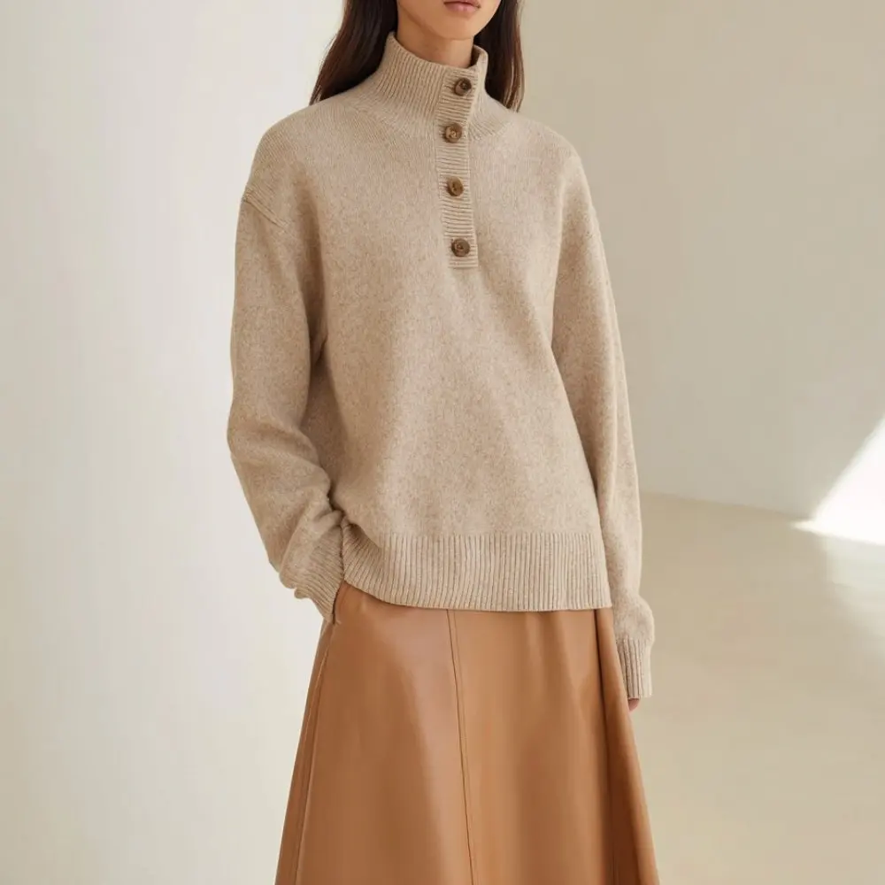 

Loose Fit Long Sleeve Round Neck Sweater Autumn Winter Casual Wear Straight Tube Sleeve Women's Knitwear Fashion Comfortable