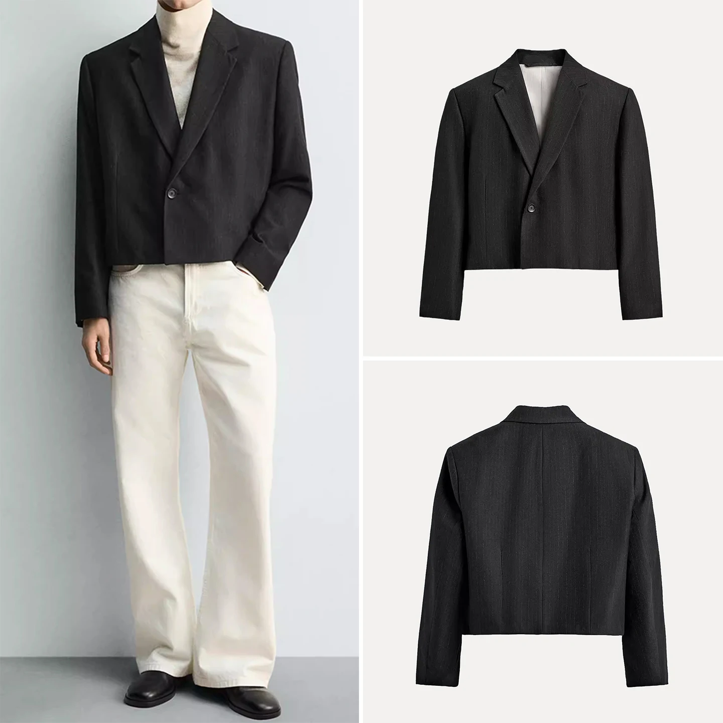 

Casual Striped Men's Suit Jaet Loose Fit Personali Temperament 2025 Winter New Sle Stand Edition Youth Faion Z