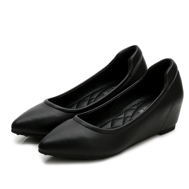 Zapatos de tacón con cuña para mujer, Calzado cómodo y elegante, color negro mate, ideal para la oficina, dama de honor, adolescentes, Universidad