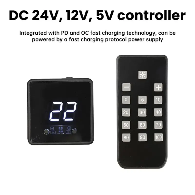 B29C-Fan Speed Controller 24V 12V 5V PD QC Fast Charging Speed Control Digital Display Remote Control DC Model