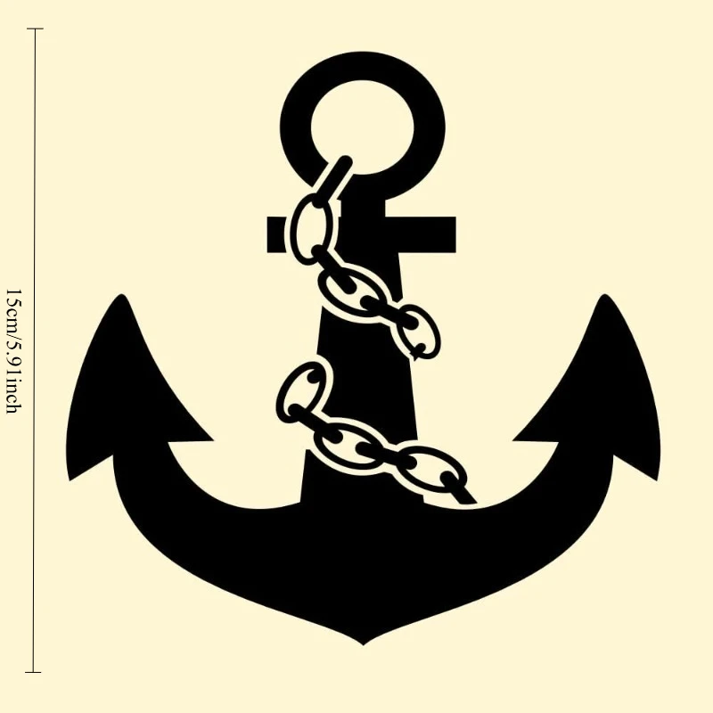 Nautical Anchor & Chain Vinyl Decal,15cm Marine‑Theme Sticker for Cars, Motorcycles & Smooth Surfaces
