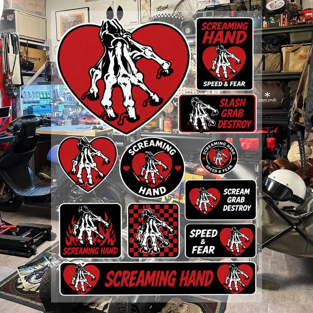 Scr-rseaming Hand Racing Motorcycle Stickers Set Waterproof Vinyl Decals For Helmet Motorcycle Car Laptop Skateboard Luggage
