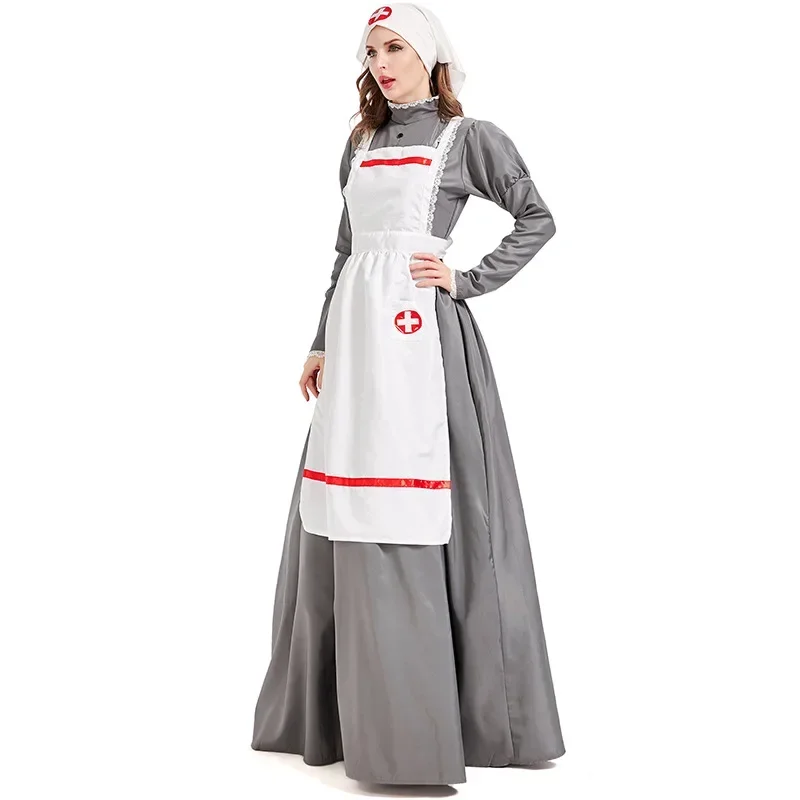 Florence Nightingale Night Watchman Nurse Uniform Dress Cosplay Costume Suit For Girls Woman Maid Party Stage Costumes