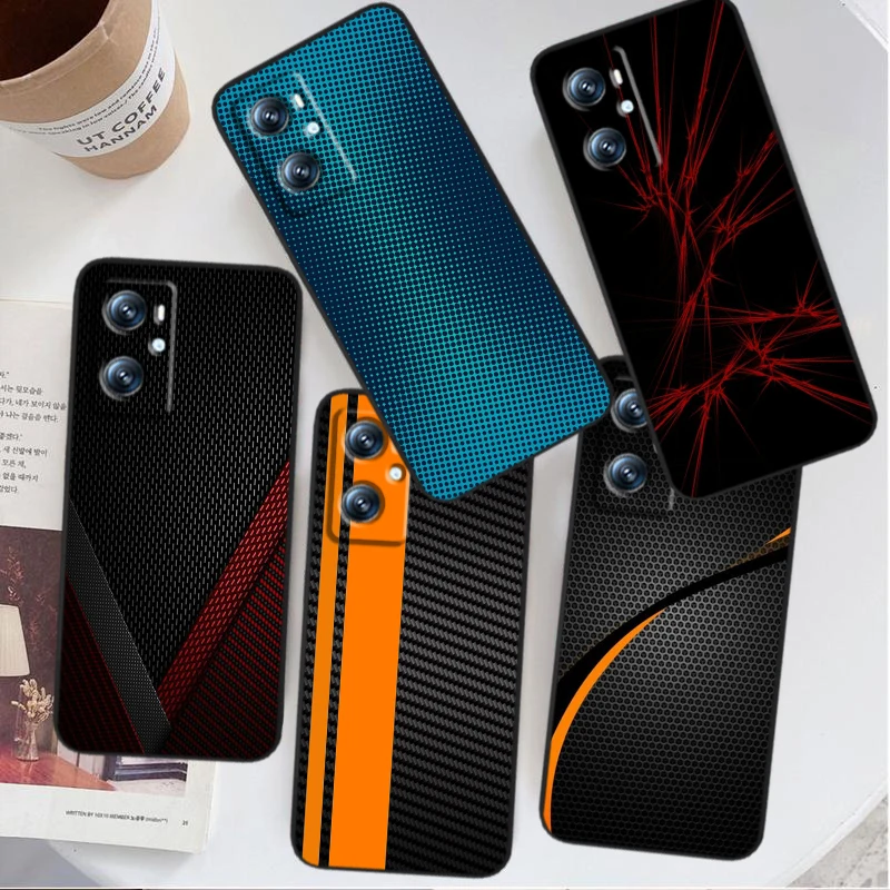 Carbon Fiber Car Art For OPPO Find X6 X5 X3 A54S A5 A94 A16 A53S A57 A74 A72 A98 A78 A96 A9 5G Black Phone Case