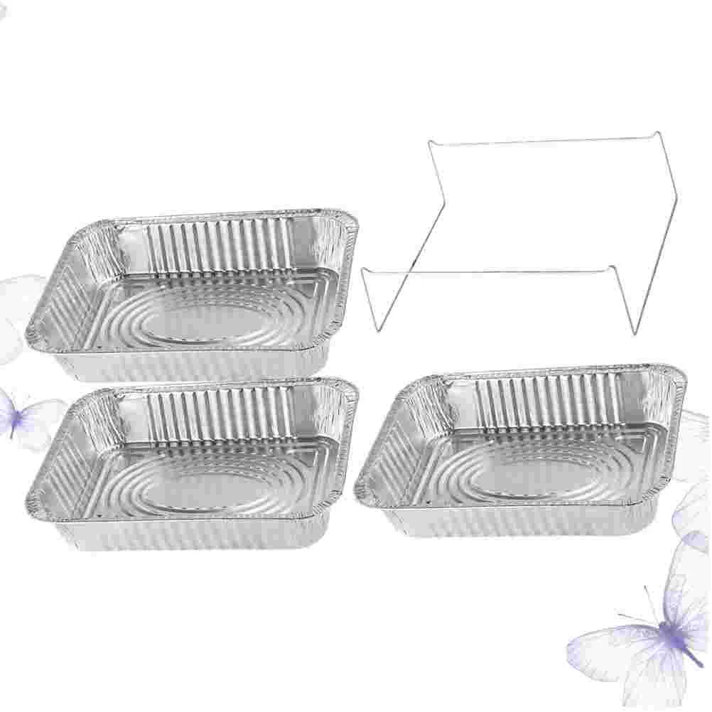 

4 Pcs Disposable Warming Tray Square Containers with Lids Aluminum Foil Tin Pan