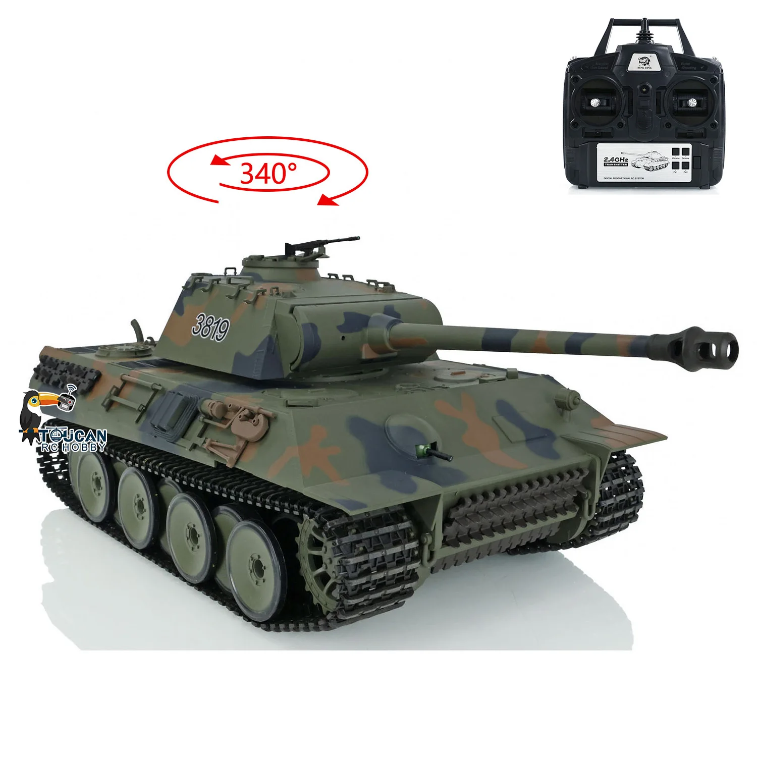 US Stock RTR Henglong 1/16 7.0 Plastic Panther V RC Tank Remote Control Toy 3819 Model Lightweight Body Easy Operation for Adult - view 2
