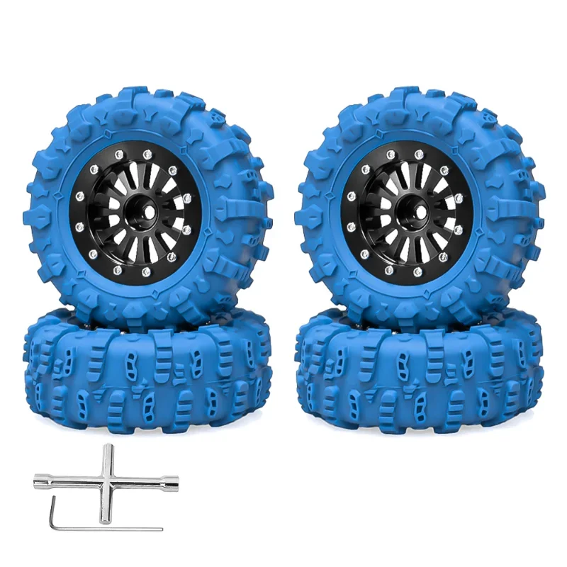 1.45 Beadlock Wheels and Crawler Tires 65mm * 25mm Mud Slingers Soft Sticky Tyres For 1/18TRX4M 1/24 SCX24 FMS Crawler
