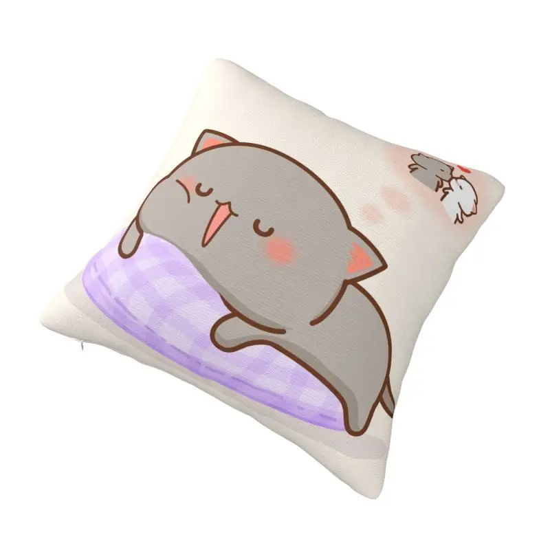 Custom Fashion Peach And Goma Mochi Cat Sleep Cushion Covers 45x45cm Soft Pillow Case for Car Square Pillowcase