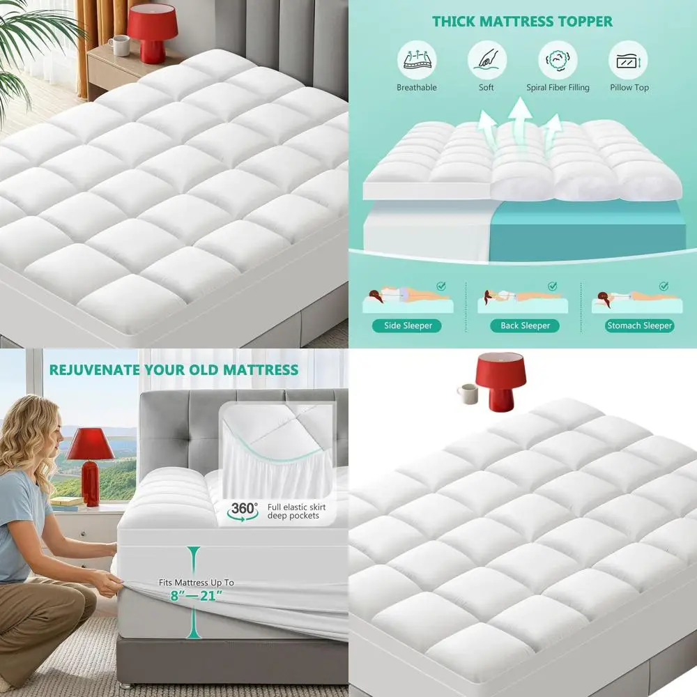 

Очень толстый наматрасник с подушкой — мягкое дышащее волокно, карман 8–21 дюймов, охлаждающий, белый