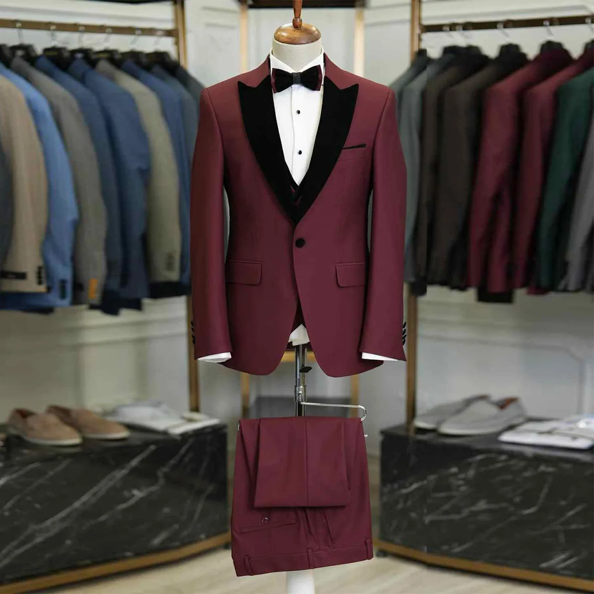 Simple Business Style Men Suit 3 Piece Groom Tuxedos Wedding Male Prom Blazers Slimmen's suits and separates Customized