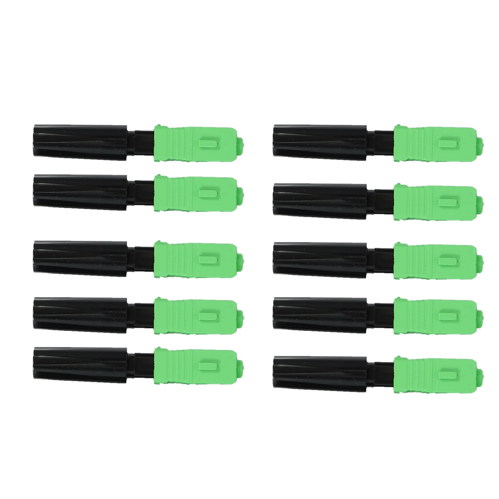 10 Uds Ftth conector rápido integrado SC/APC conector de fibra óptica de plástico verde