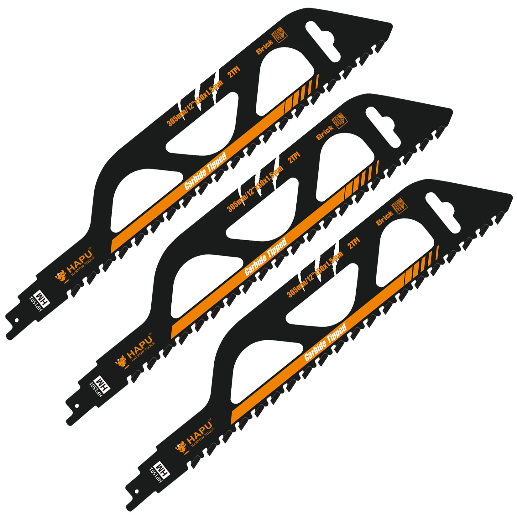 

HAPU Demolition Masonry Reciprocating Saw Blade 305mm/12-Inch 2TPI Carbide Blades for Cutting Aerated Concrete Hollow Brick Tile