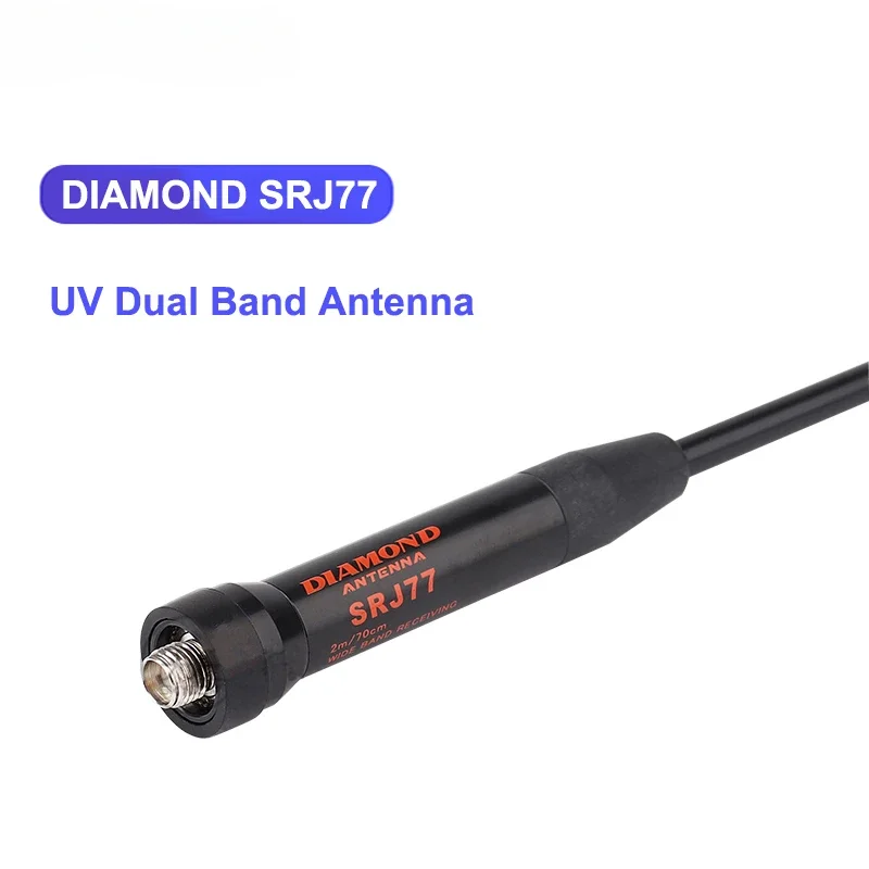 

New Original Diamond SRJ77 Handheld Radio Antenna 144/430MH UHF/VHF Dual Band Soft Whip Antenna Amplifier for Walkie Talkie 45cm